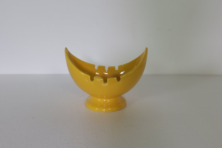 Vintage Space-age yellow ceramic ashtray by Sicart 1970s
